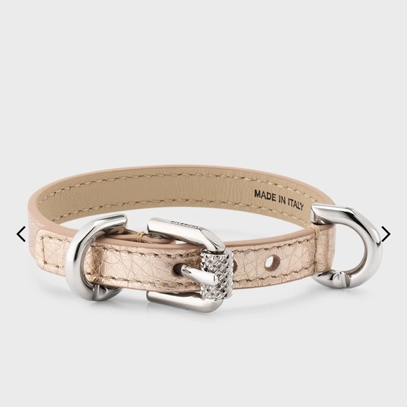 Givenchy NIB voyou metallic unisex leather bracelet with silver tone hardware - Picture 1 of 7